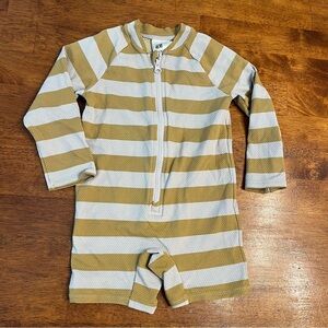 H&M Kids Swim Swimsuit Rashguard - Gold and White Stripes